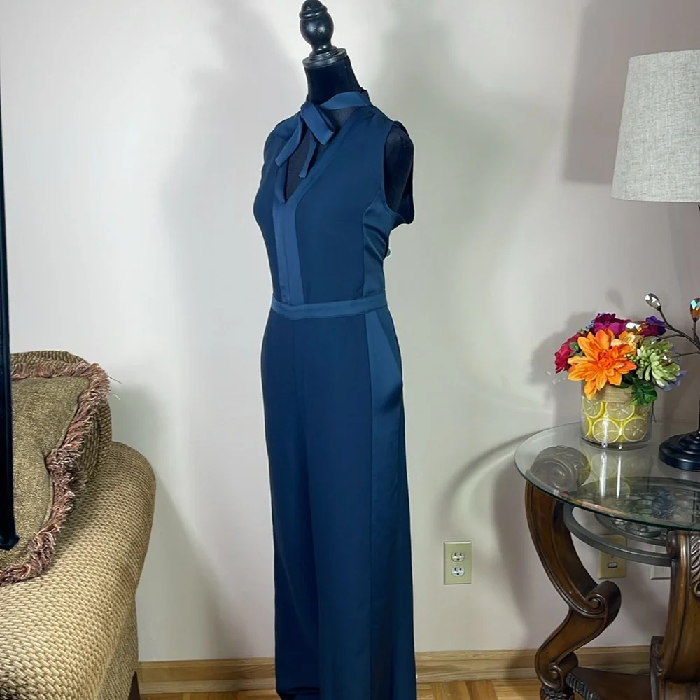 Banana Republic Navy Blue TIE-NECK TUXEDO JUMPSUIT - Picture 5 of 8